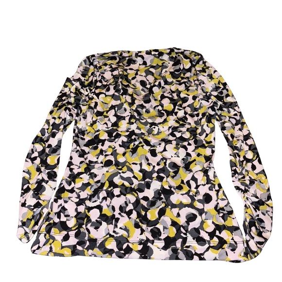 Ellen Tracy White, Black, Grey and Yellow Ruched Blouse NWOT - Picture 6 of 6